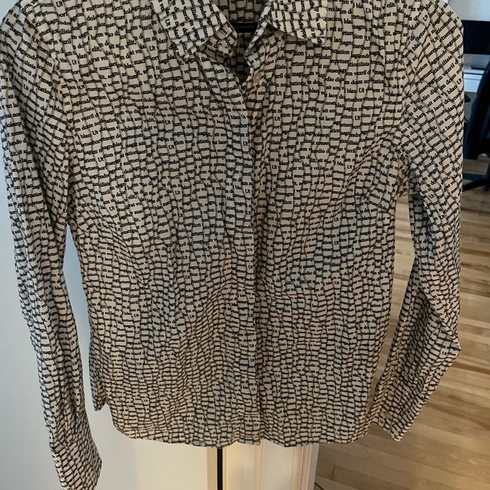 Simons Black and White Text Print Shirt
